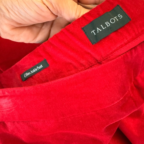 Talbots Vibrant Red velvet Slim straight leg Pants - Picture 2 of 3